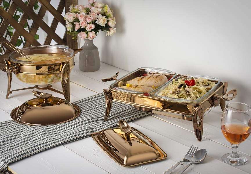 Serveringsfat i rostfritt stål – dubbelt