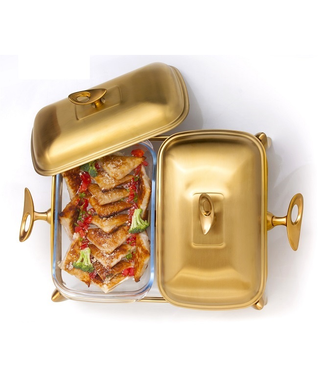 Dubbelt rostfritt serveringsfat med elegant design