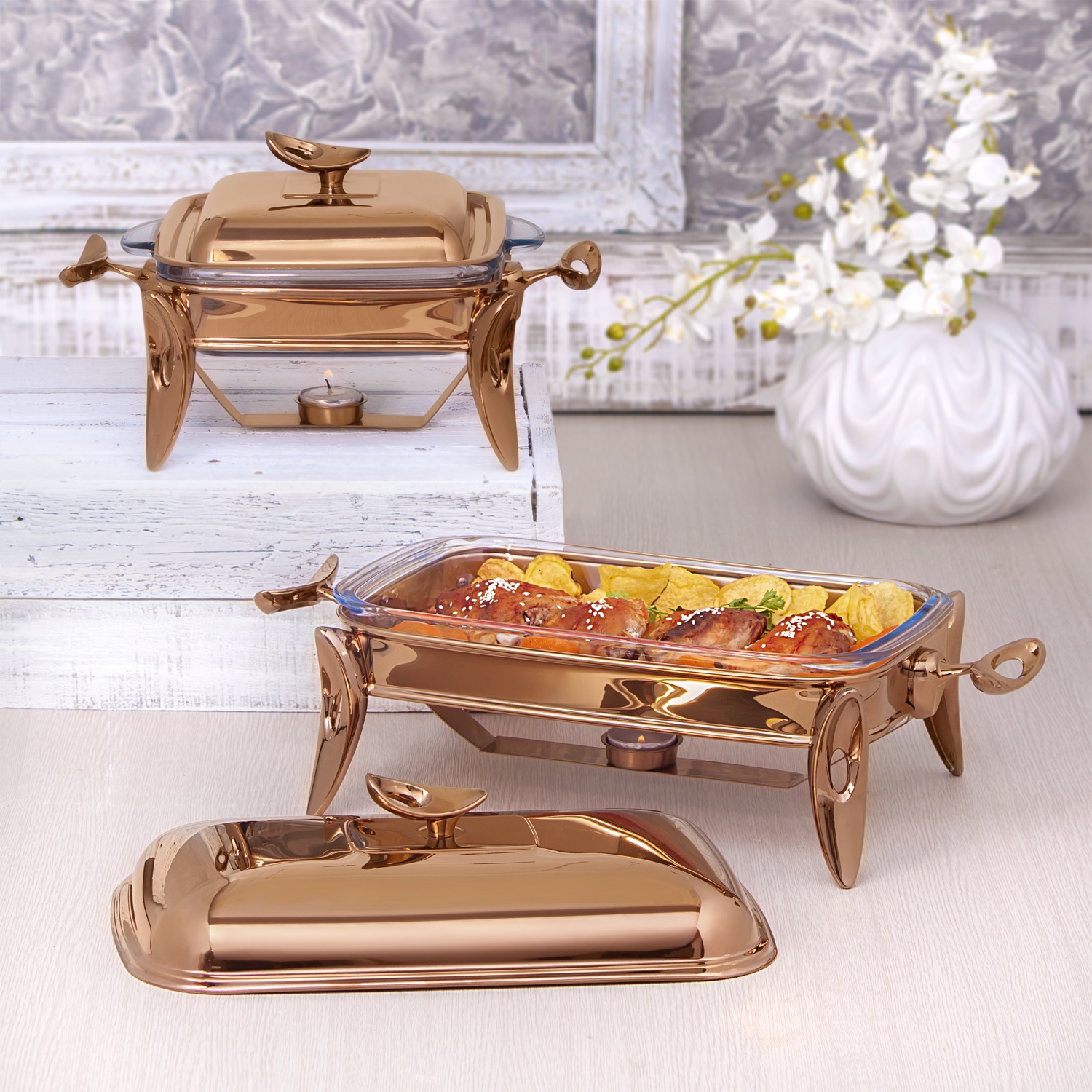 Avlång serveringsfat i rostfritt stål med elegant design för festdukning – MAT Steel