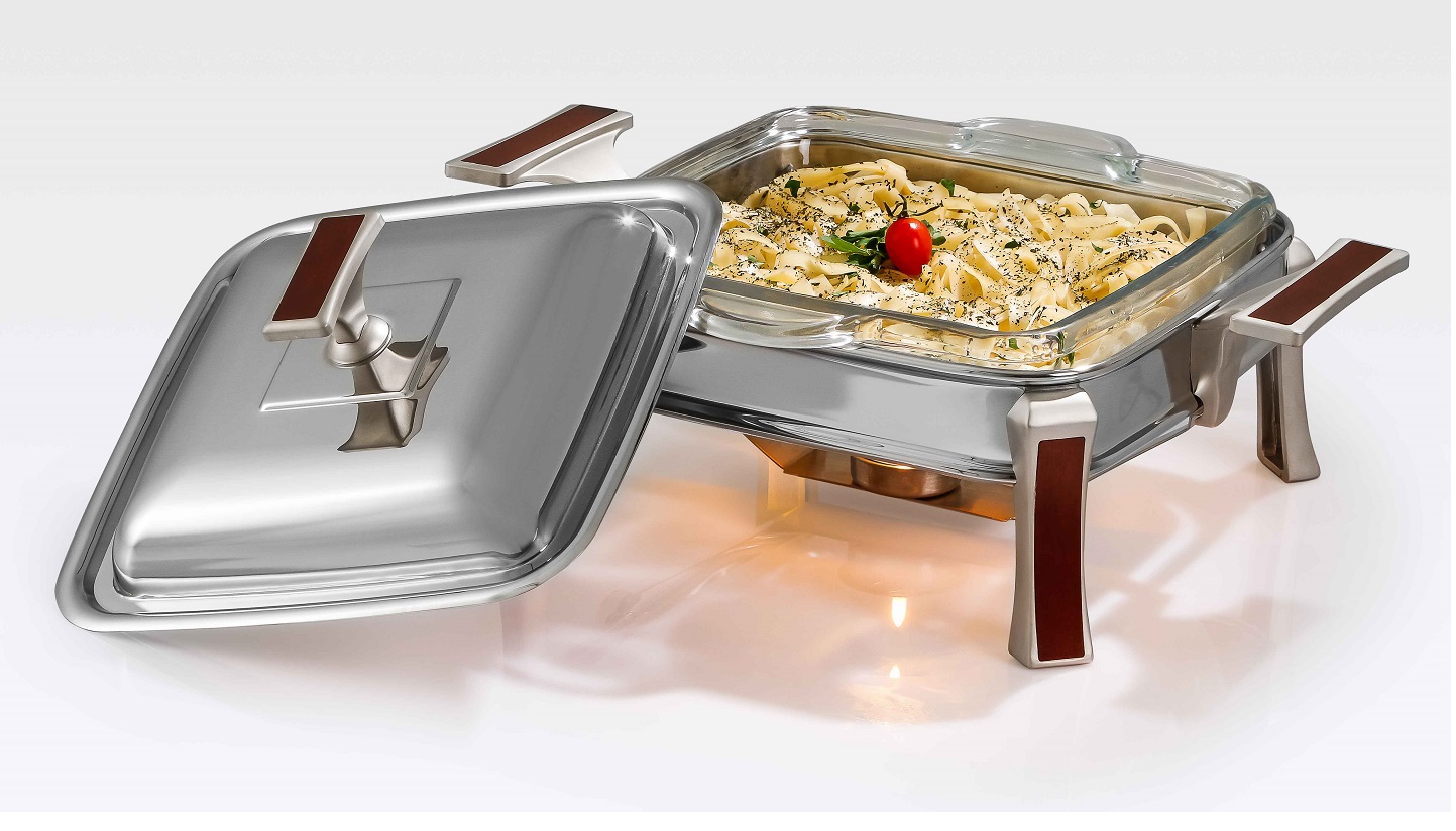 Fyrkantigt serveringsfat i rostfritt stål – modern bordsdukning – MAT Steel